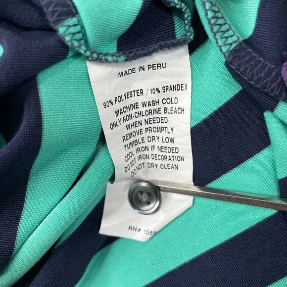 Greyson Polo Shirt Mens Medium Blue Green Striped Performance Stretch Golf * - Picture 9 of 13